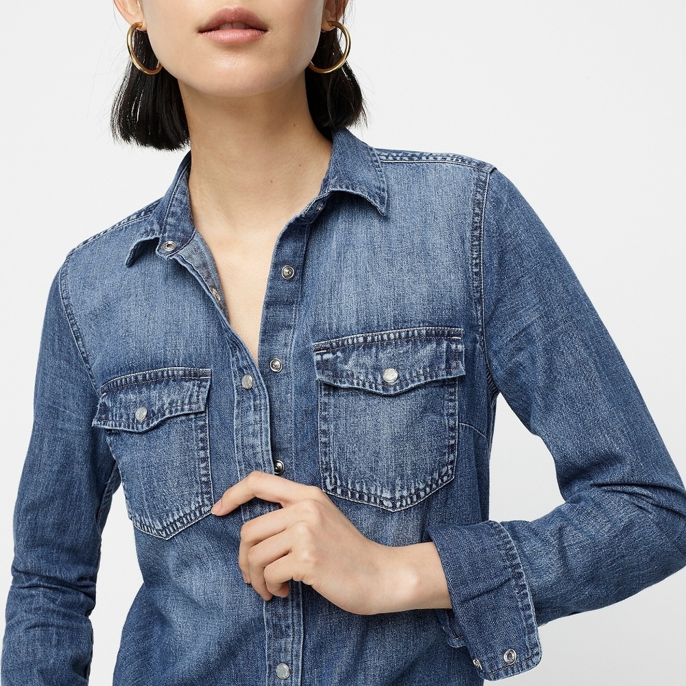 J.Crew western chambray shirt in vintage indigo 8 - Picture 4 of 6